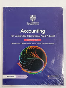 Accounting For Cambridge International AS & A Level Course Book 3rd Edition Digital Access