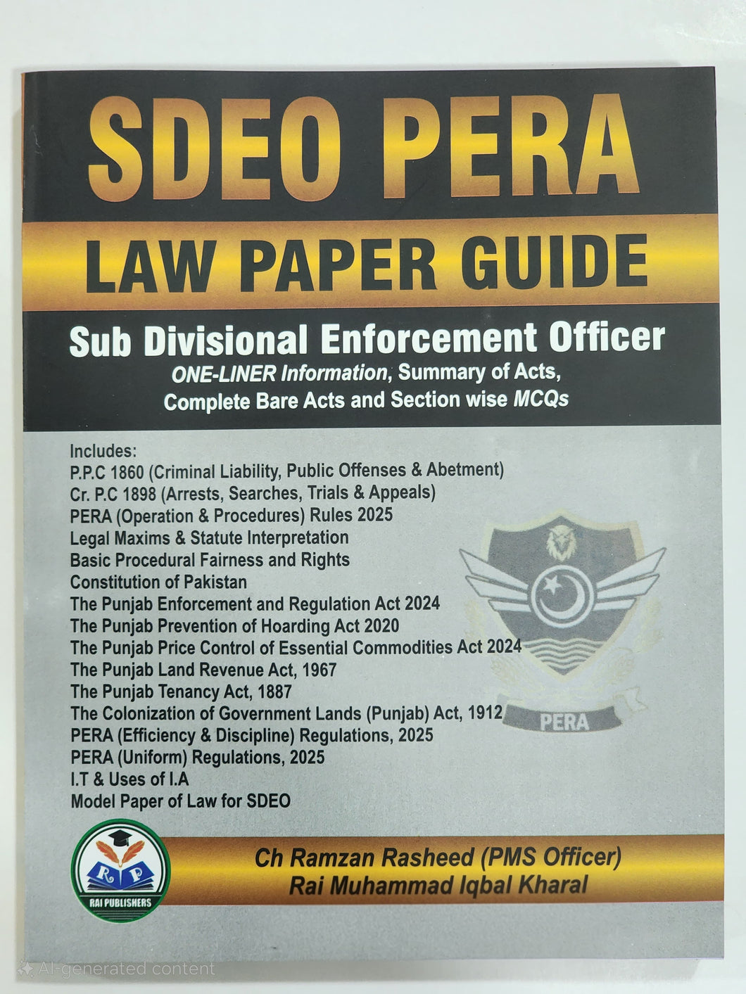 PERA SDEO Officer Law Paper Guide By Rai Muhammad Iqbal Kharal